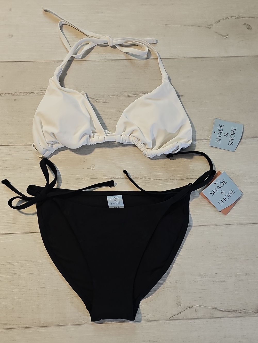 Shade & Shore Women's M Classic Triangle Top and Side-Tie Bottom Bikini Set